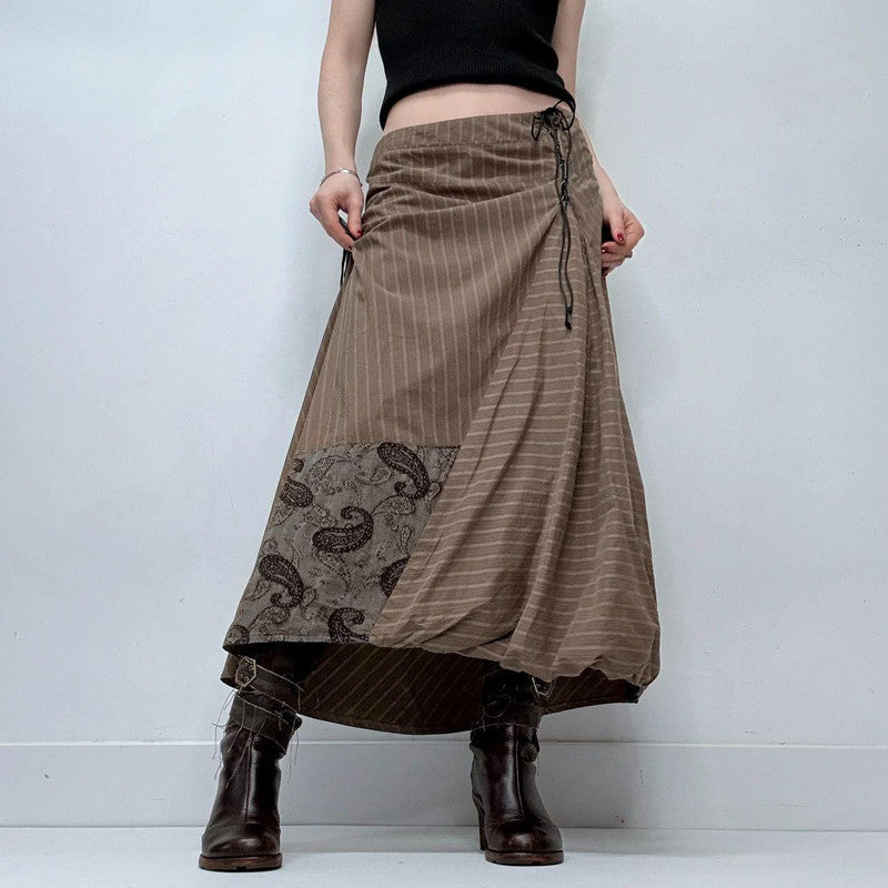 brown pinstripe asymmetric corset skirt