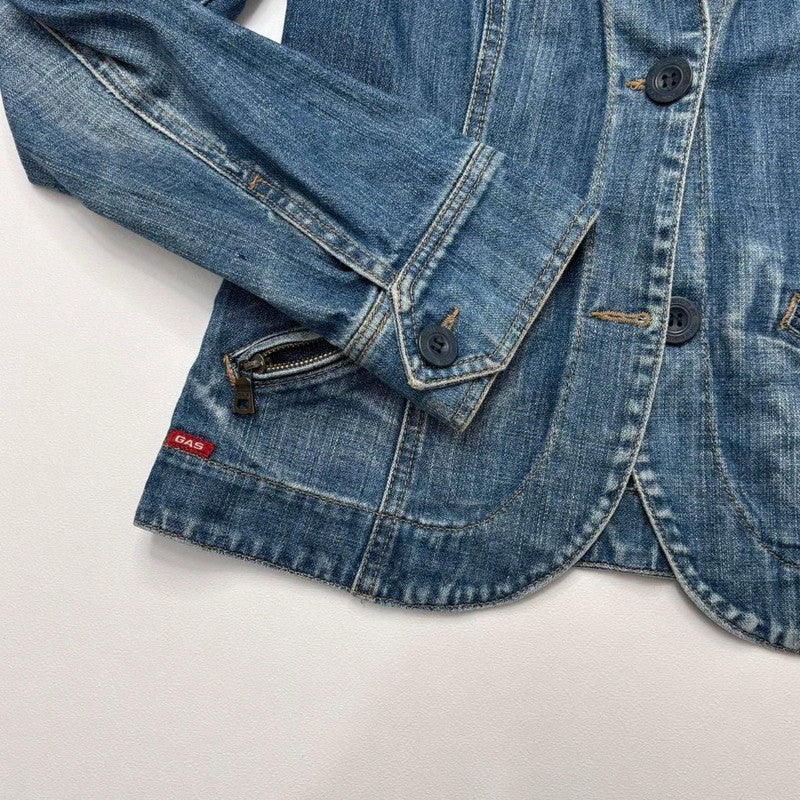 distressed denim blazer jacket