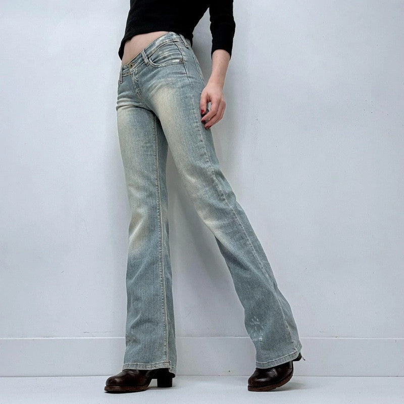 distressed flared levi's jeans