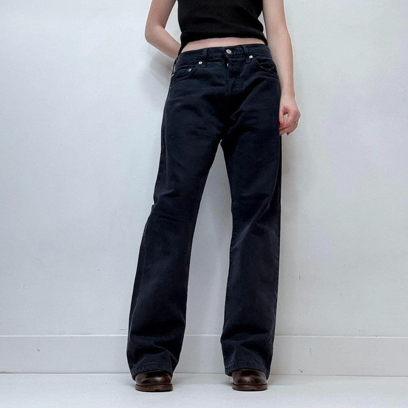 navy wide-leg straight Levi's jeans