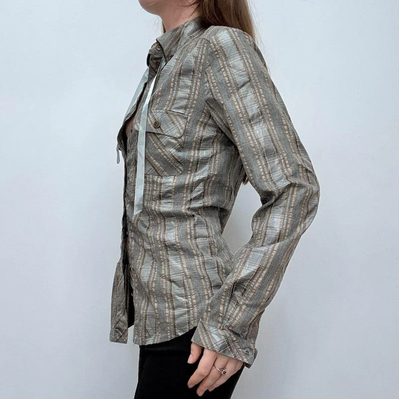 tartan checked flared grunge shirt