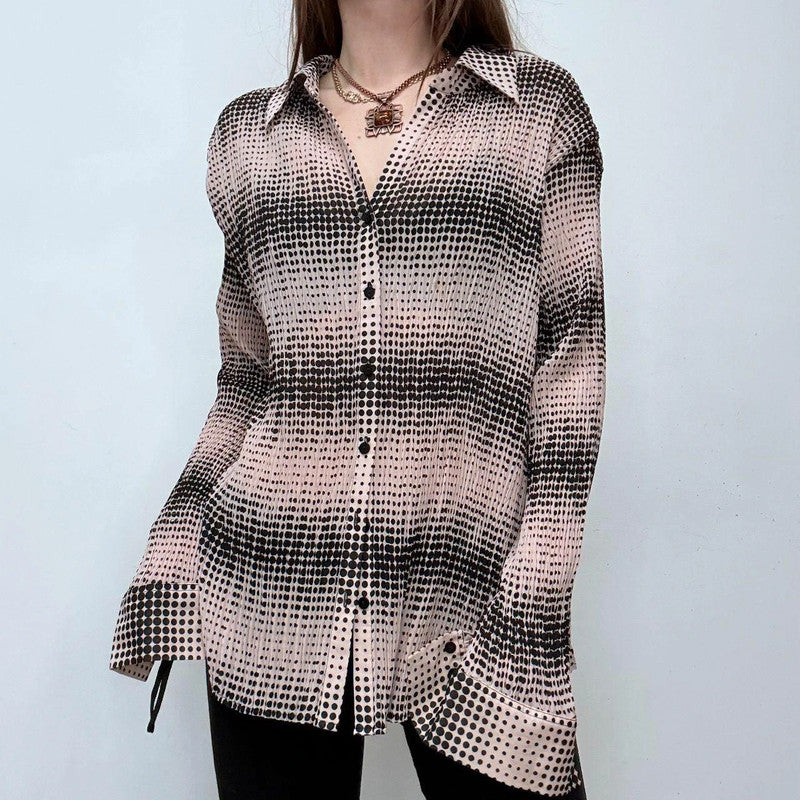 polka dot striped crinkle shirt