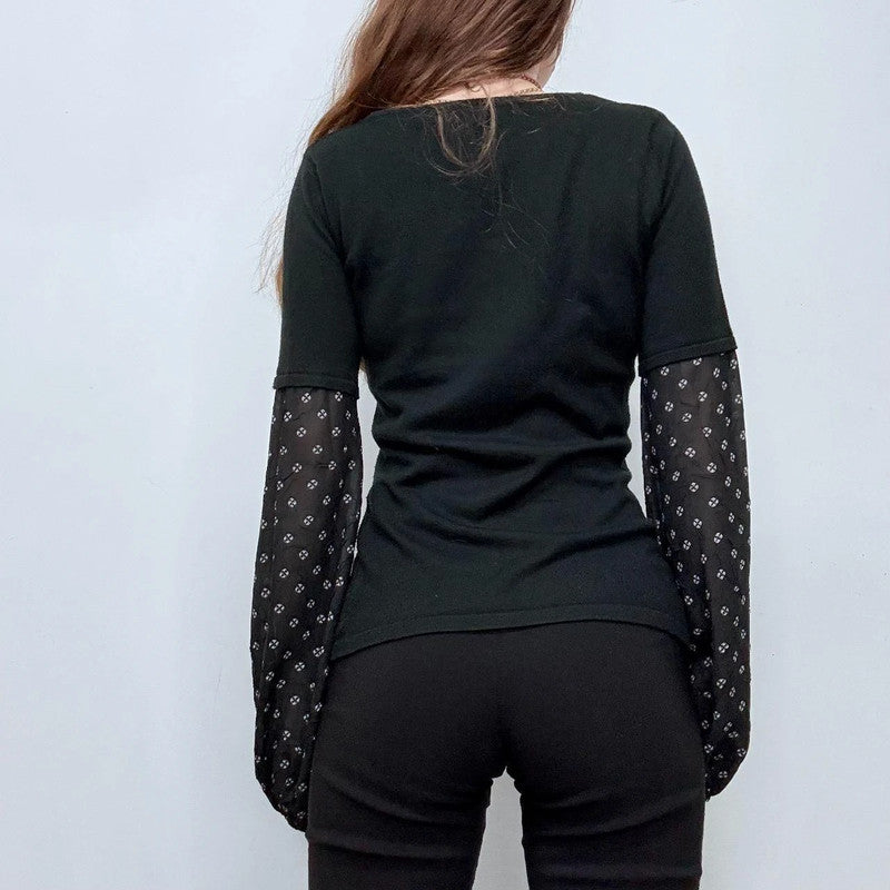 black fitted flared puff shirt