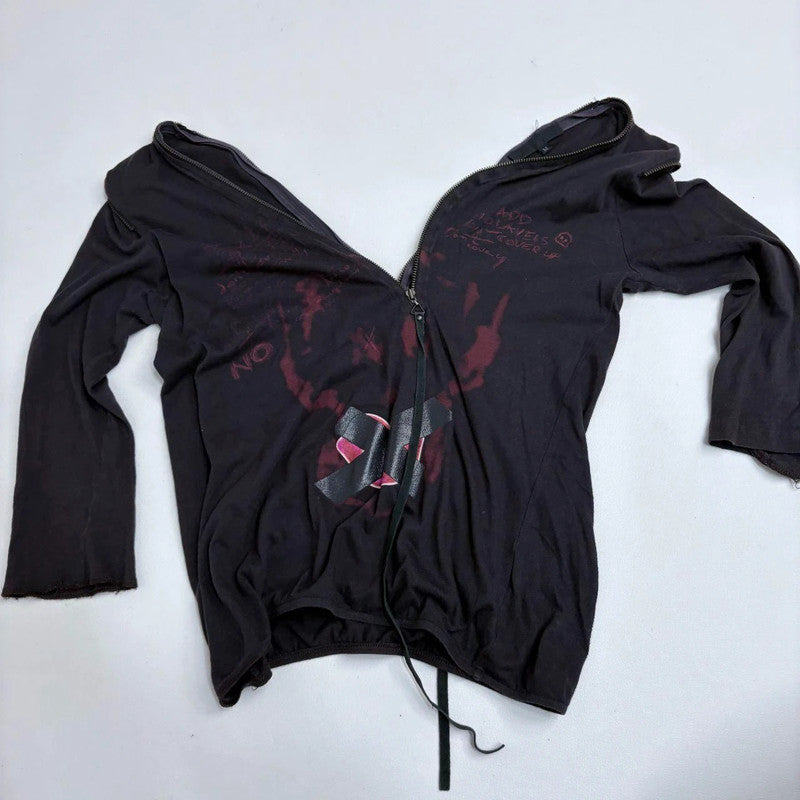 asymmetric zip print grunge t-shirt