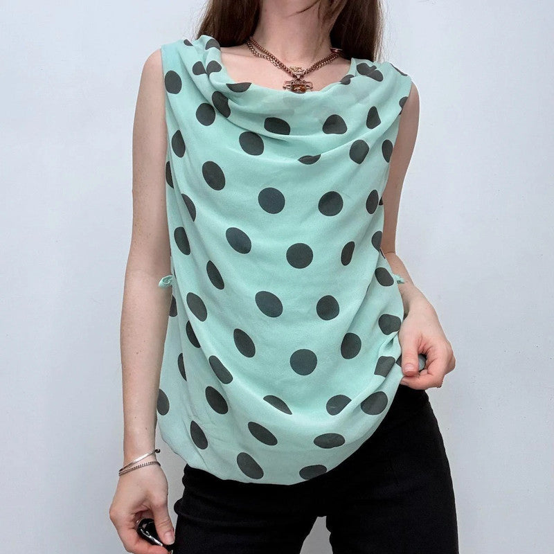 slouchy silk polka dot vest