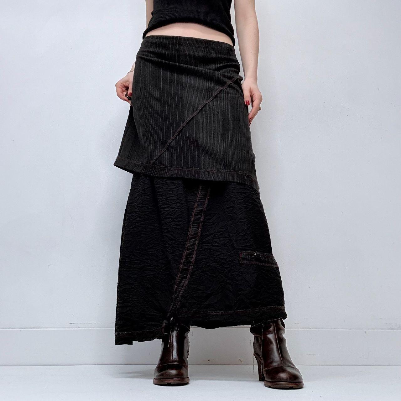 Asymmetric layered grunge pinstripe skirt