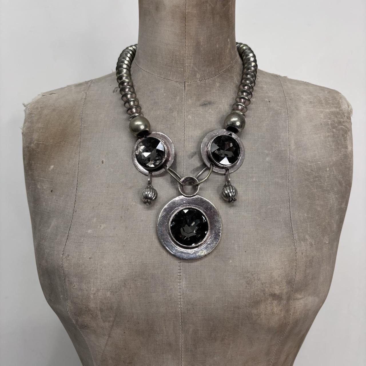 Chunky silver metal necklace