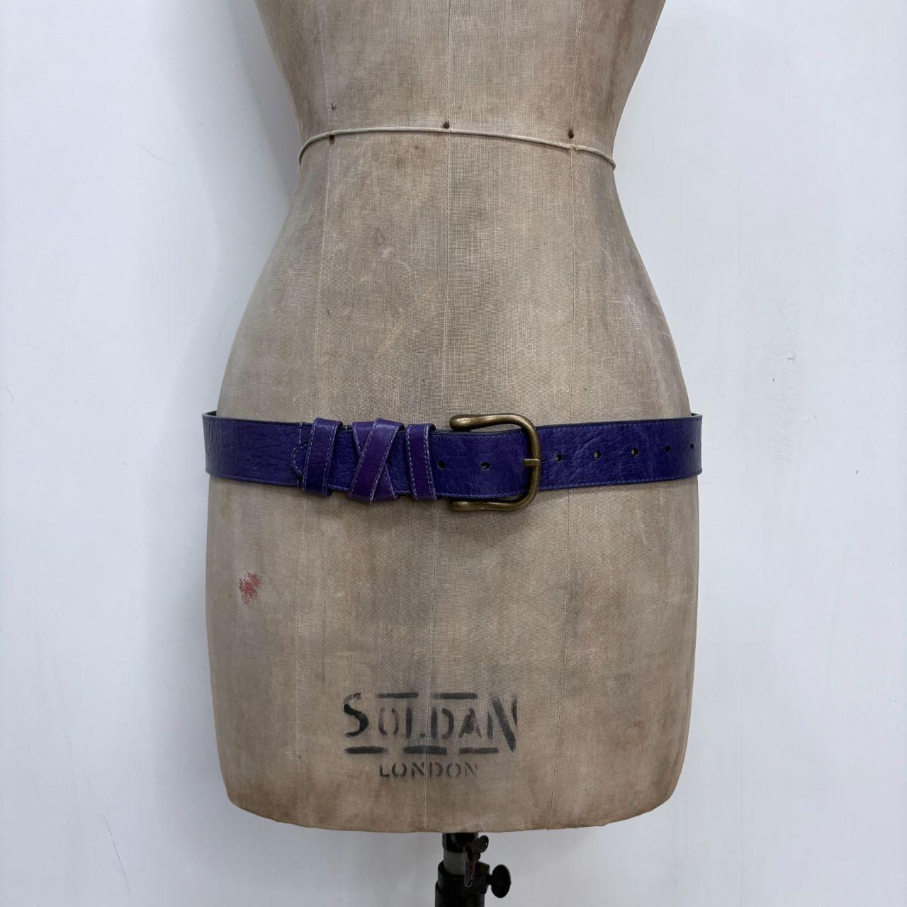 Blue leather buckle belt