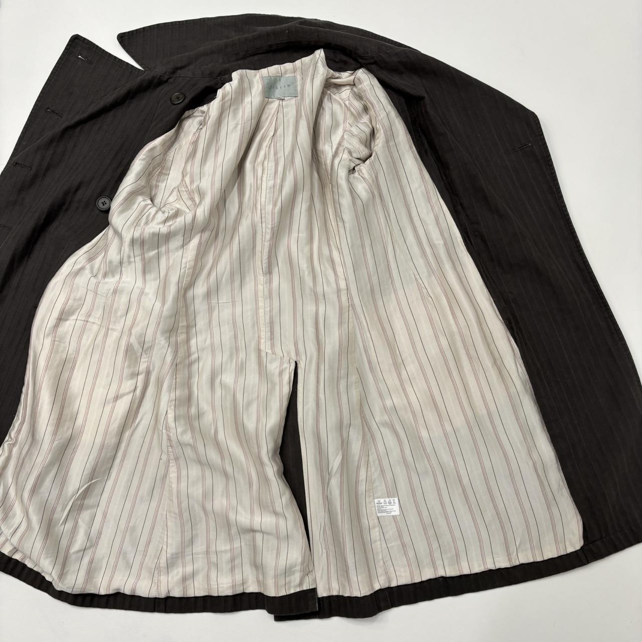 Pinstripe brown pea coat trench
