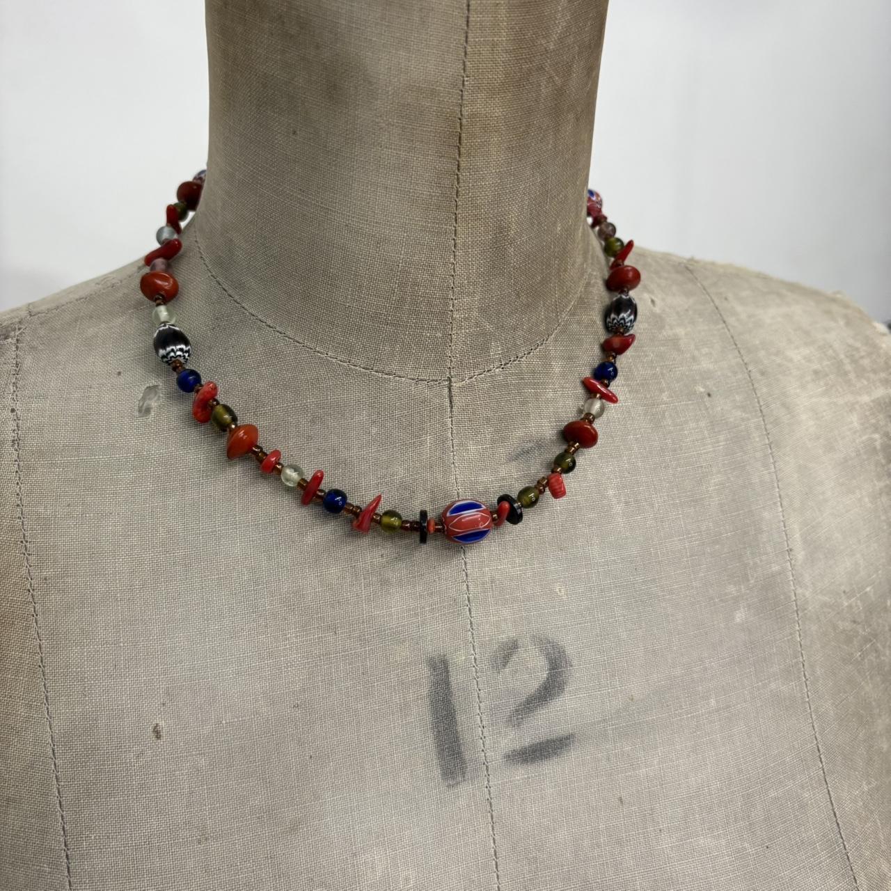 Beaded gem necklace