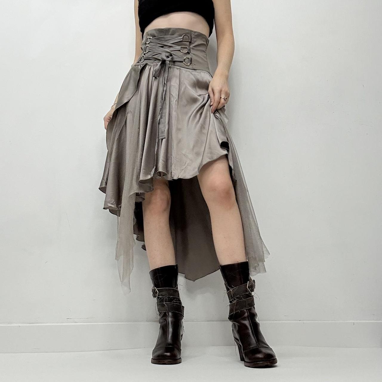 Floaty silk corset asymmetric skirt