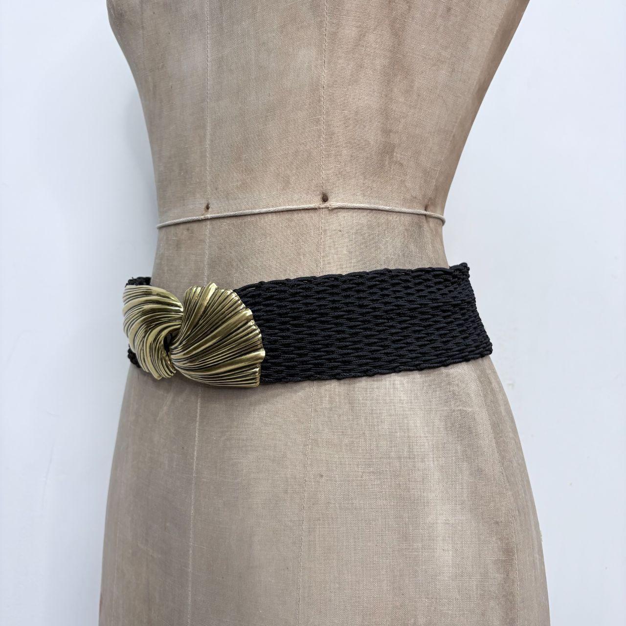 Woven chunky gold metal belt