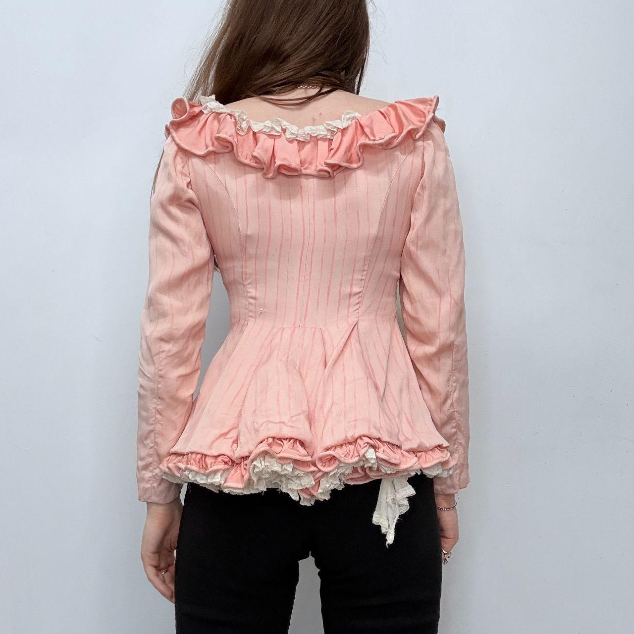 Antique pink ruffle flared shirt