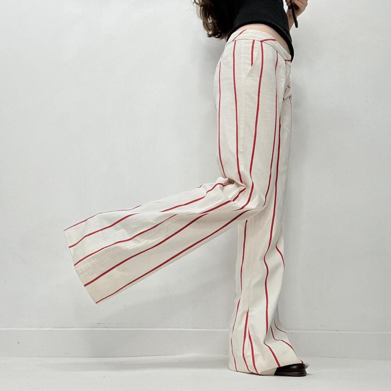 White wide leg pinstripe trousers