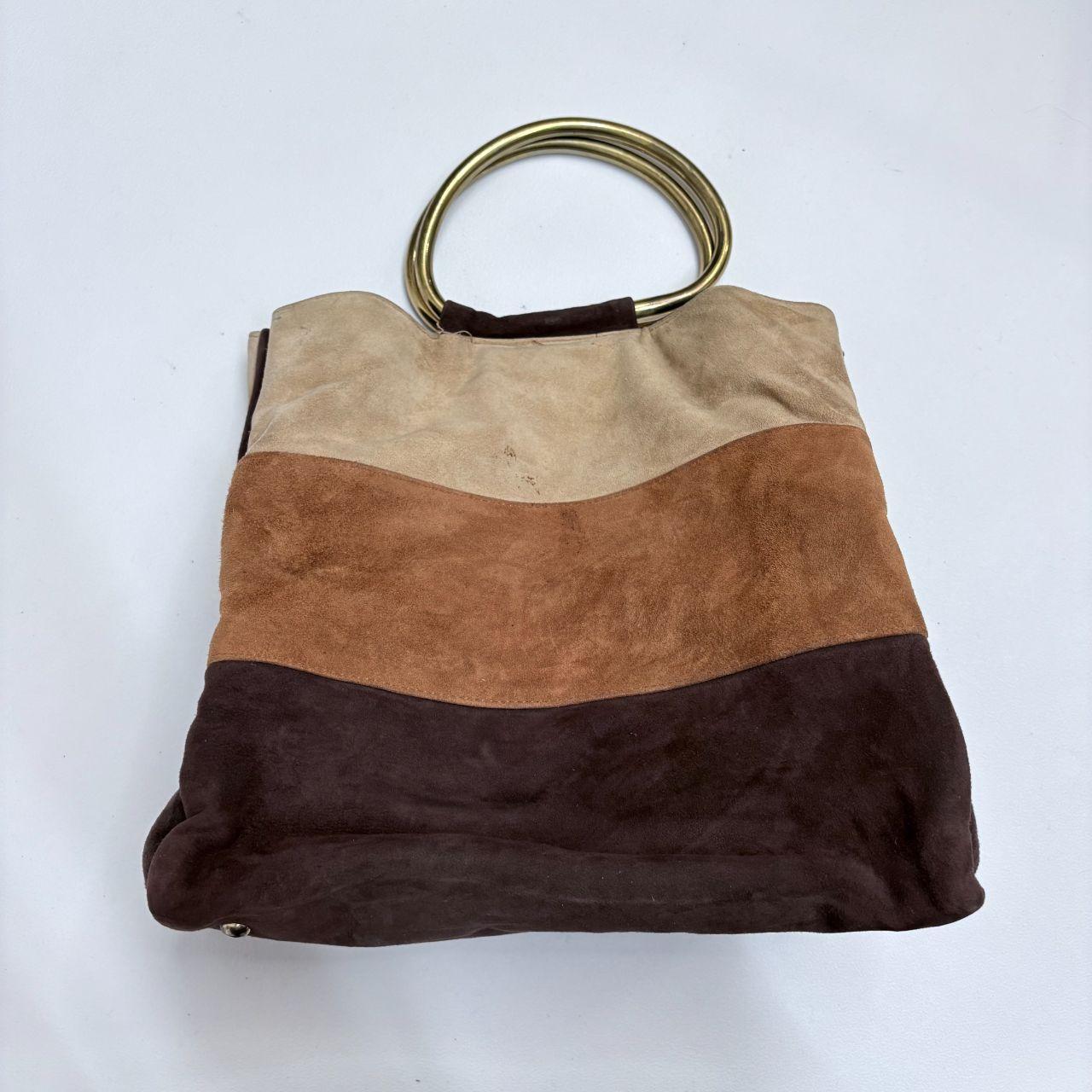 Striped suede patchwork bag
