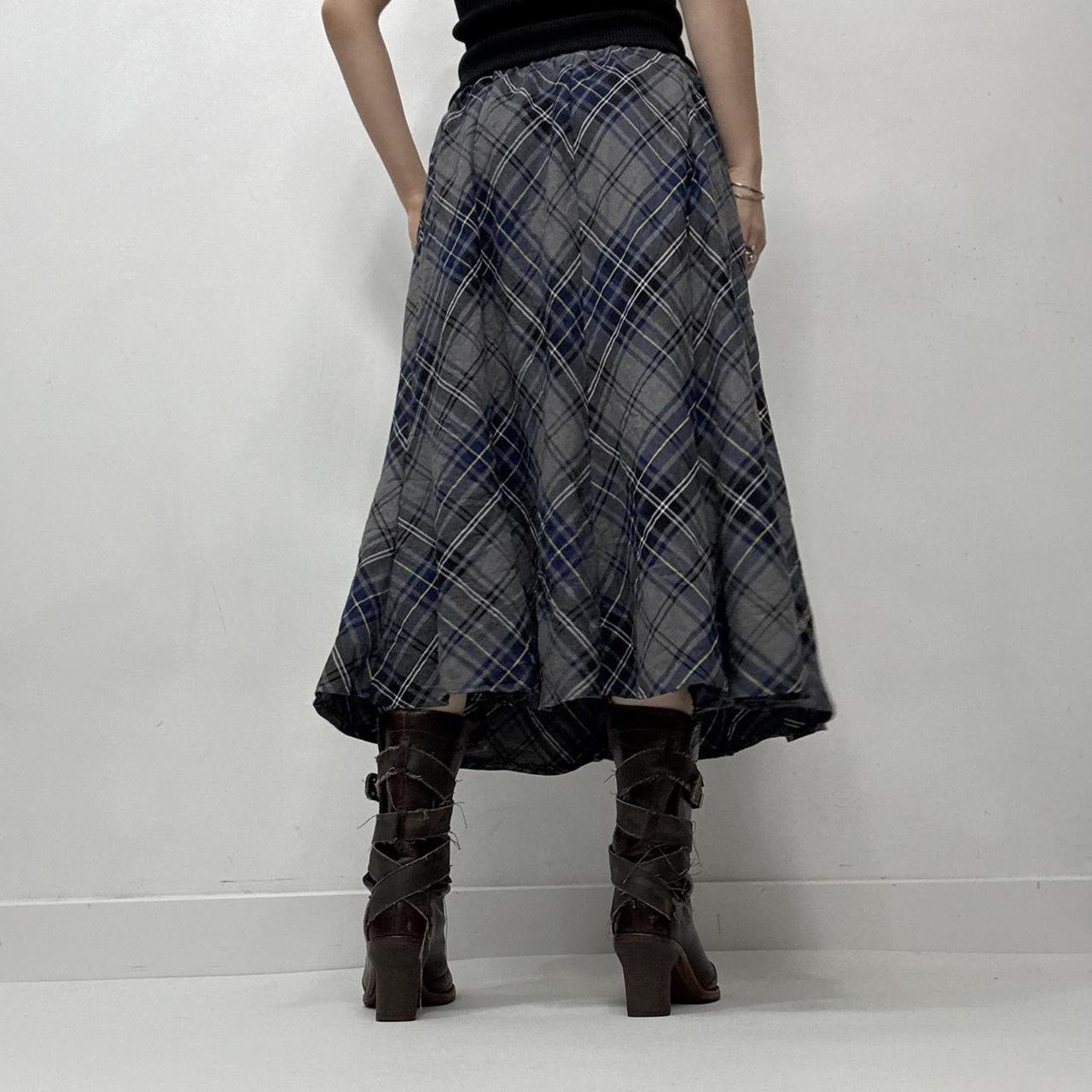Tartan checked blue midi skirt