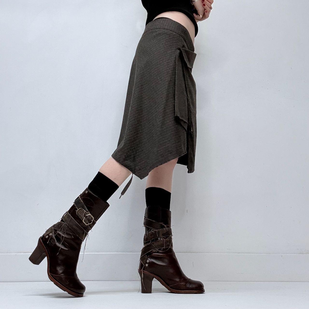 Asymmetric cop copine wrap grey skirt