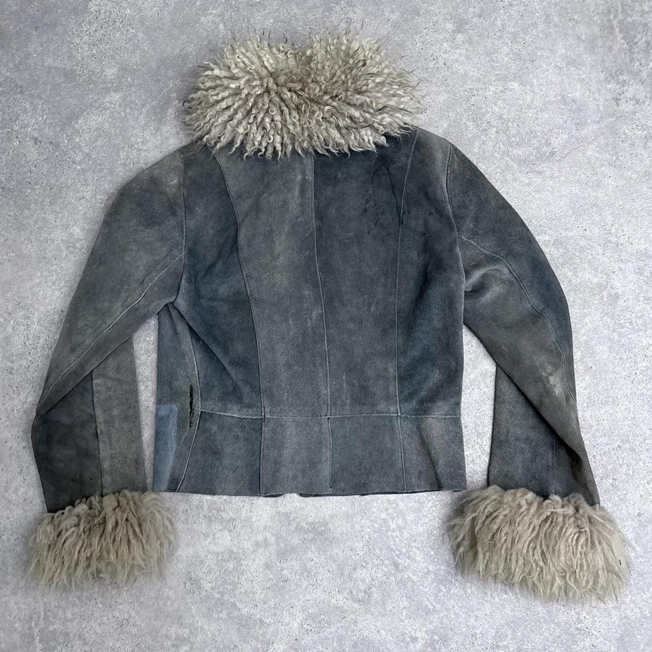 Sheepskin fur suede vintage jacket