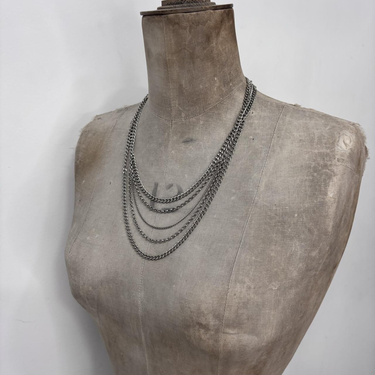 Silver chain long drape necklace