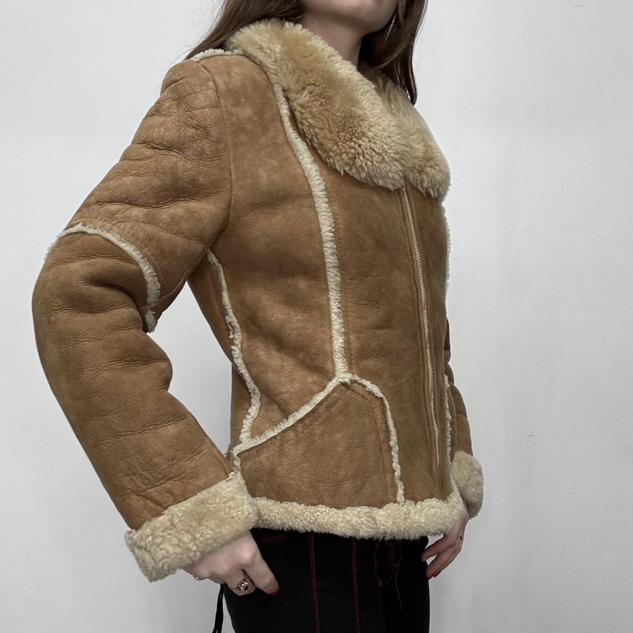 Tan suede sheepskin coat