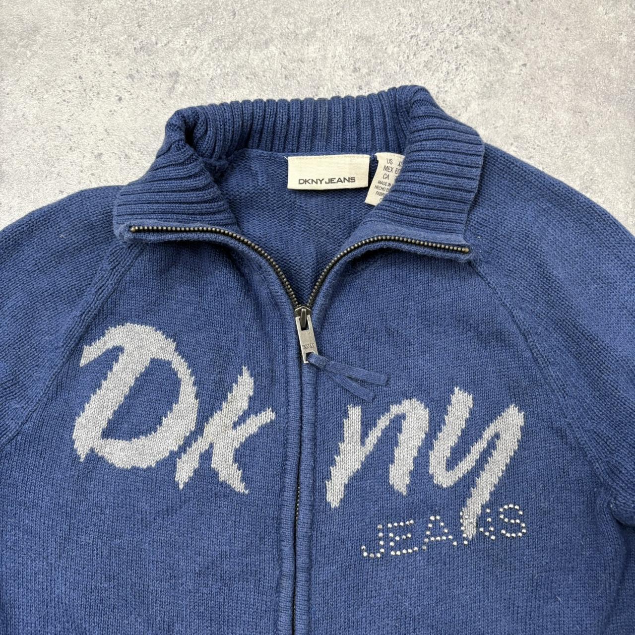 Blue zip up knit cardigan