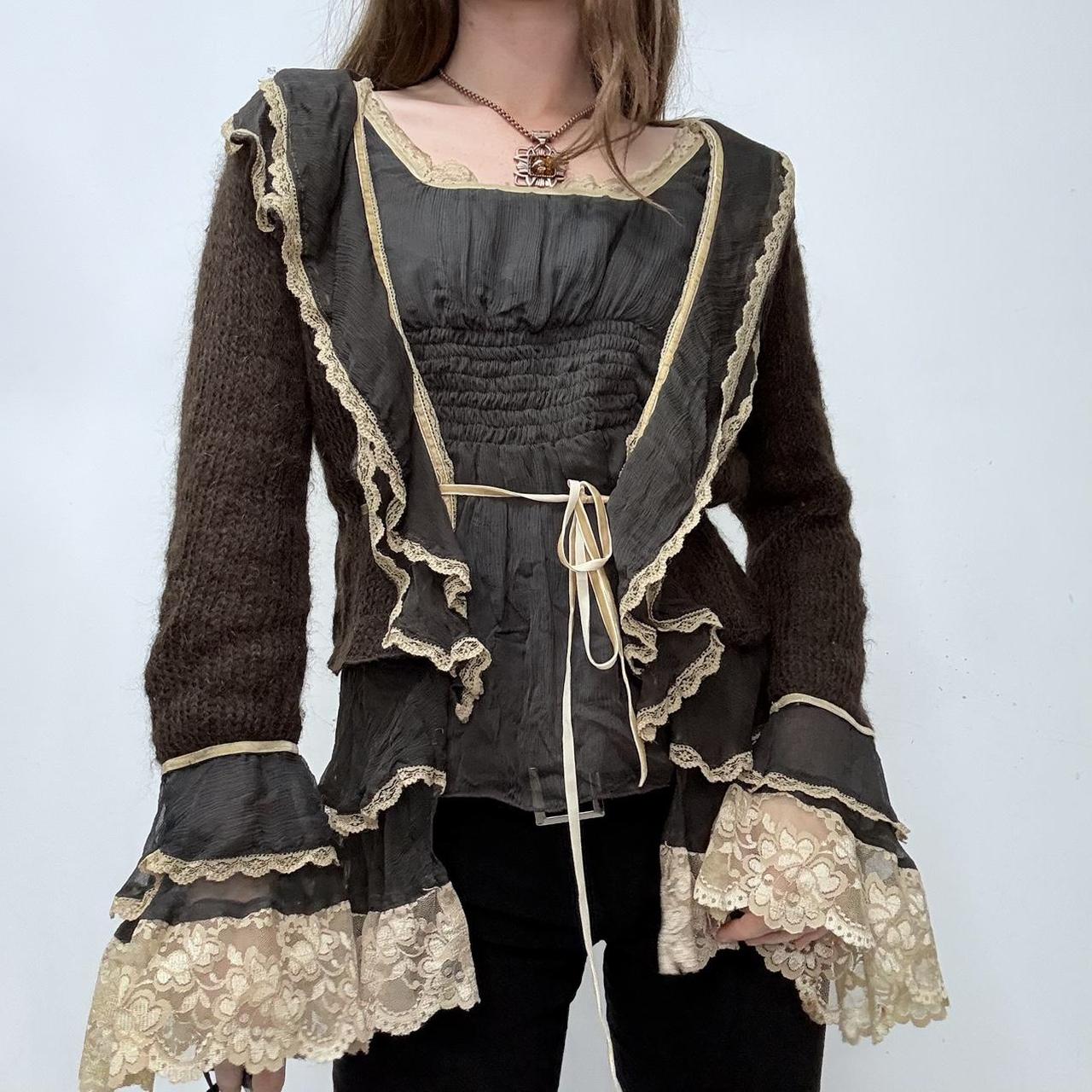 Brown mohair lace flared top