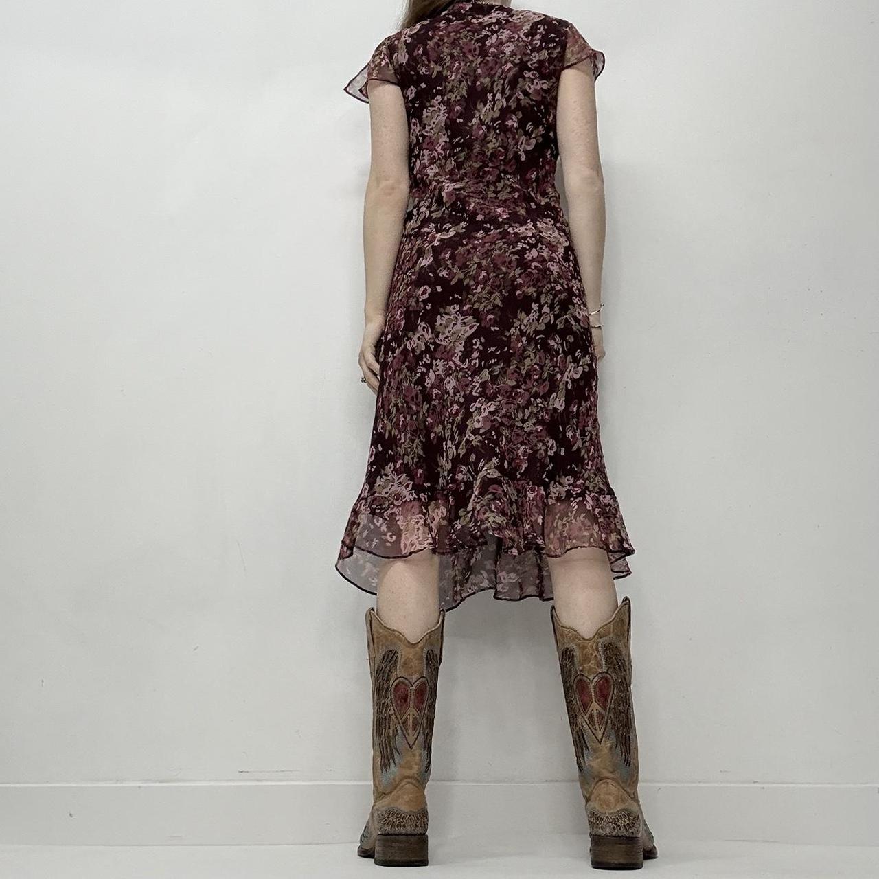 Floral bias cut flutter midi dress
