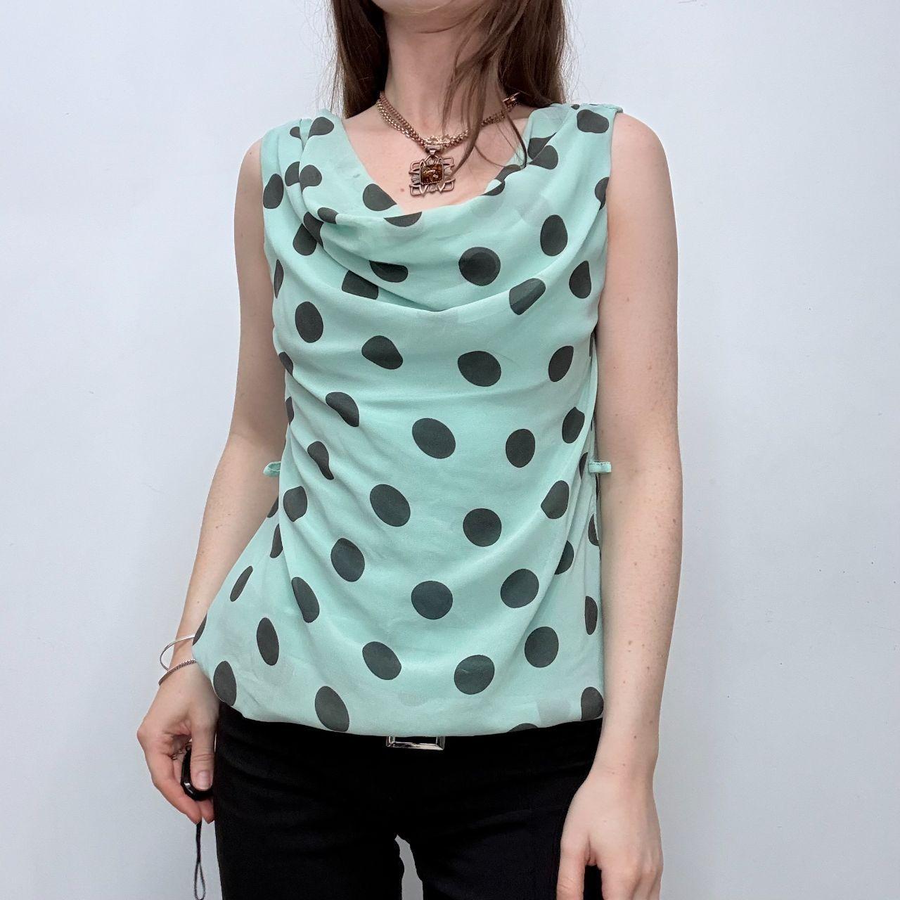 Slouchy silk polka dot vest