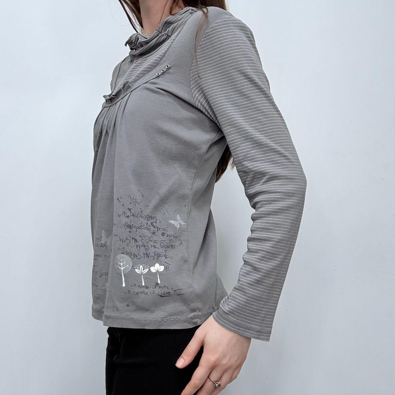 Grey long sleeve pinstriped t-shirt