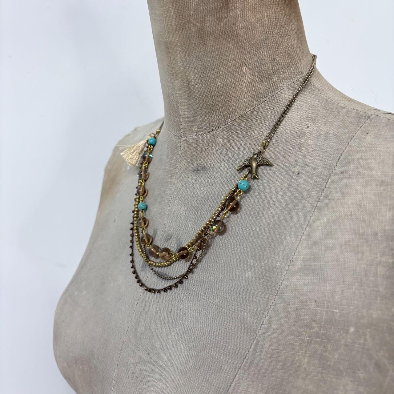 Layered chain bead necklace