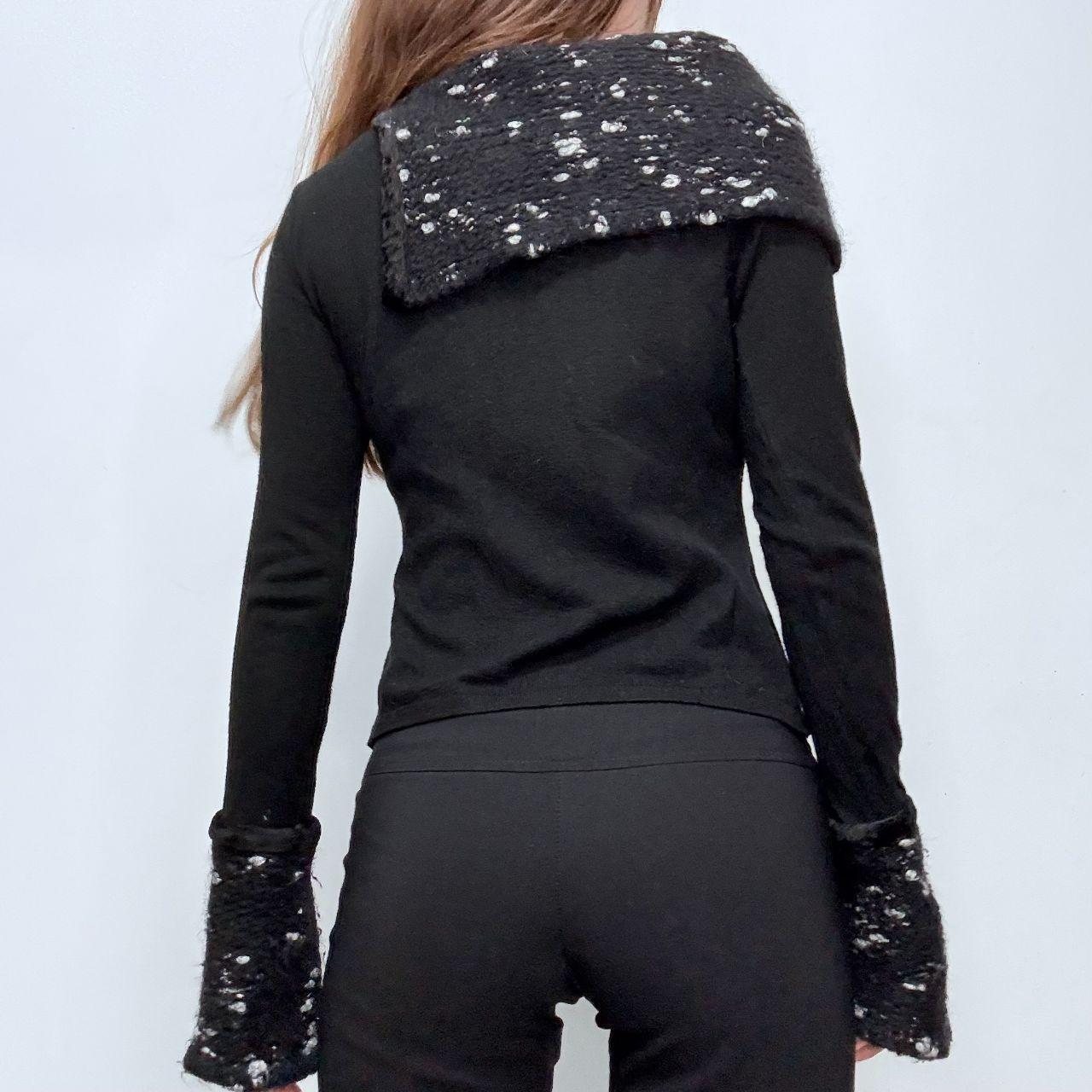 Black flared asymmetric knit top