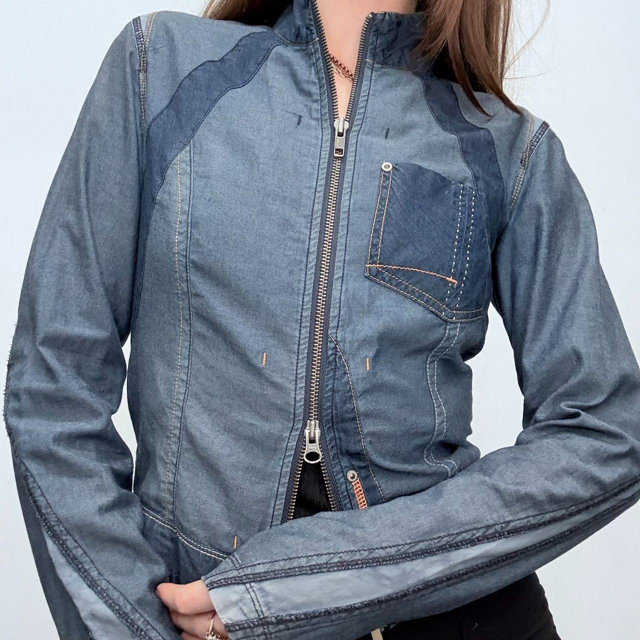 Cropped denim utility jacket