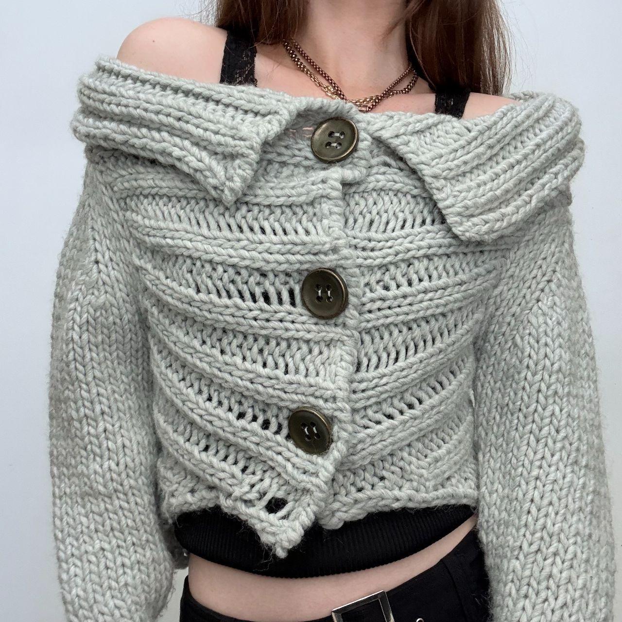 Chunky knit wide neck cardigan