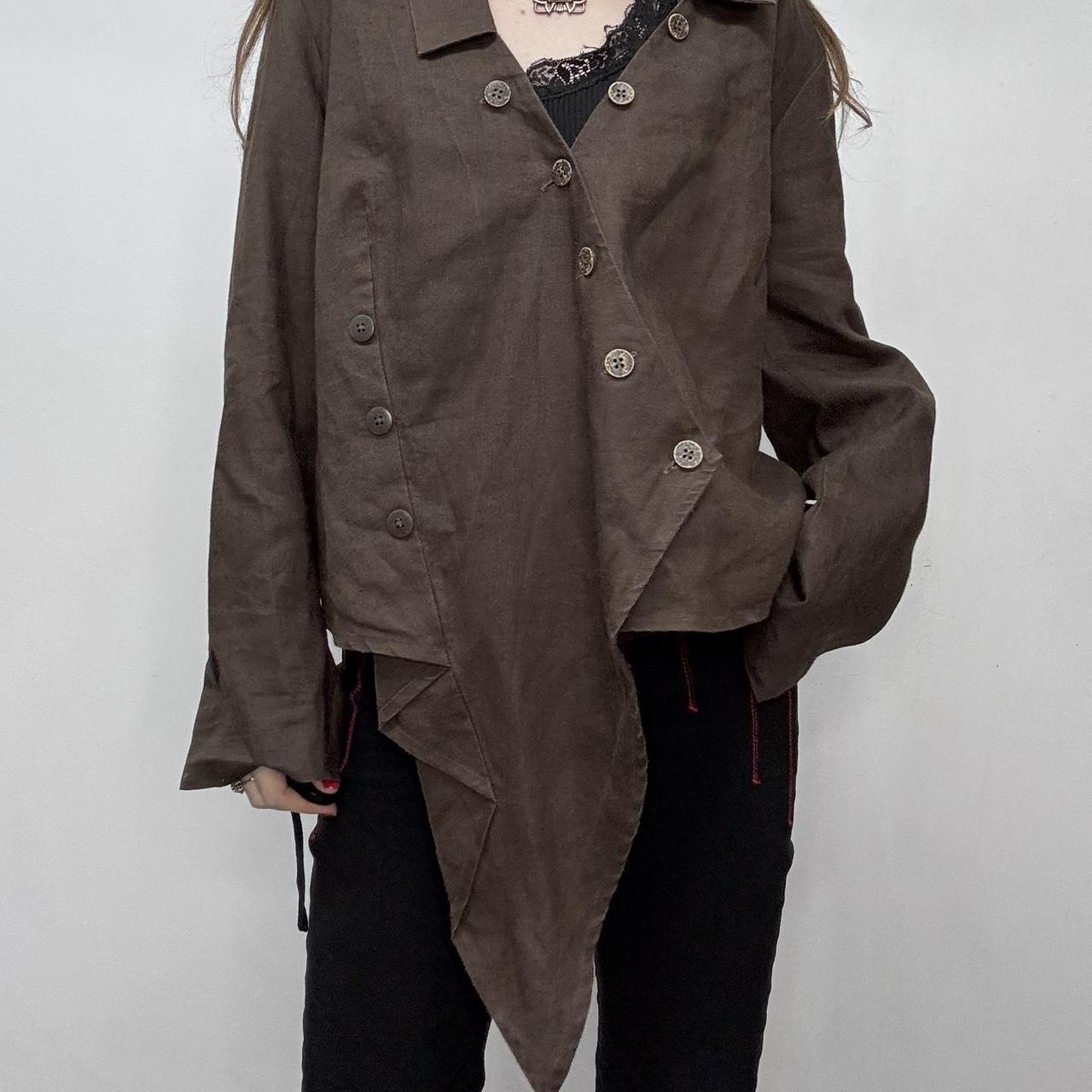 Brown asymmetric linen shirt