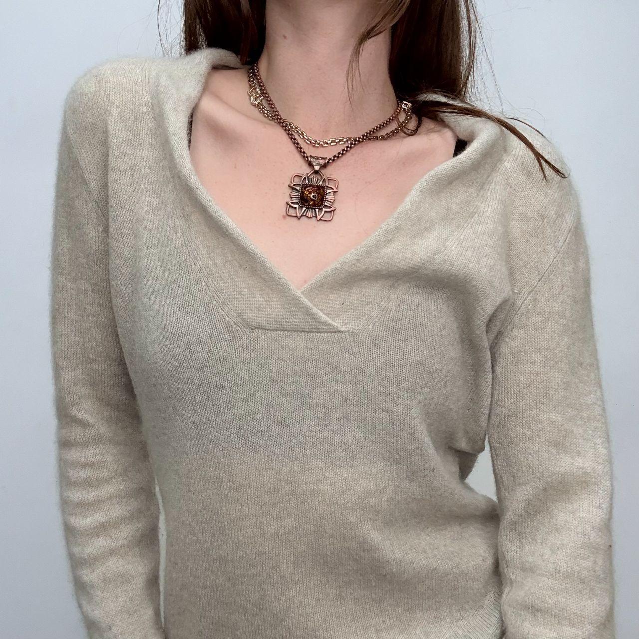 Grey slouchy wide neck knitted jumper
