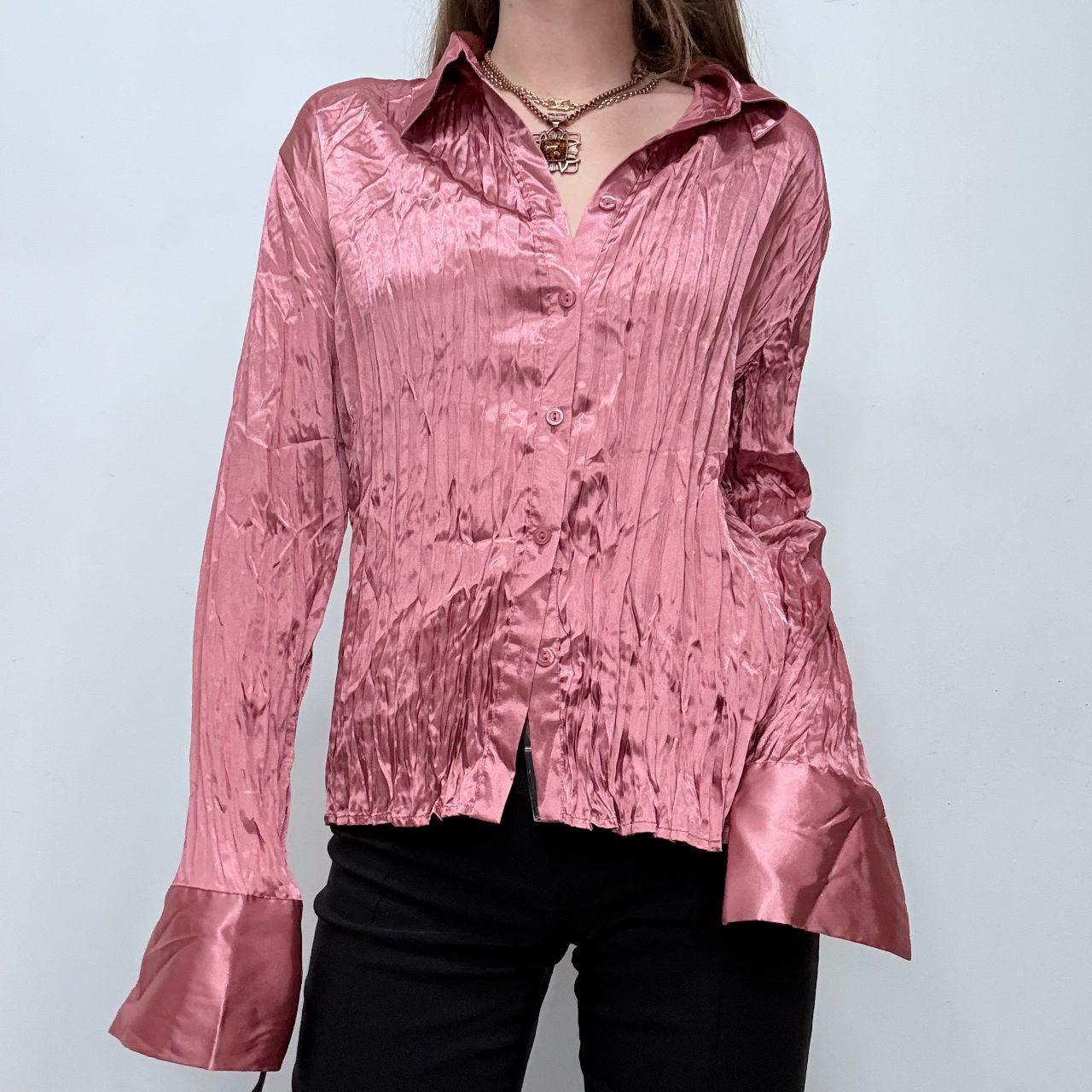 Pink crinkle flared shirt