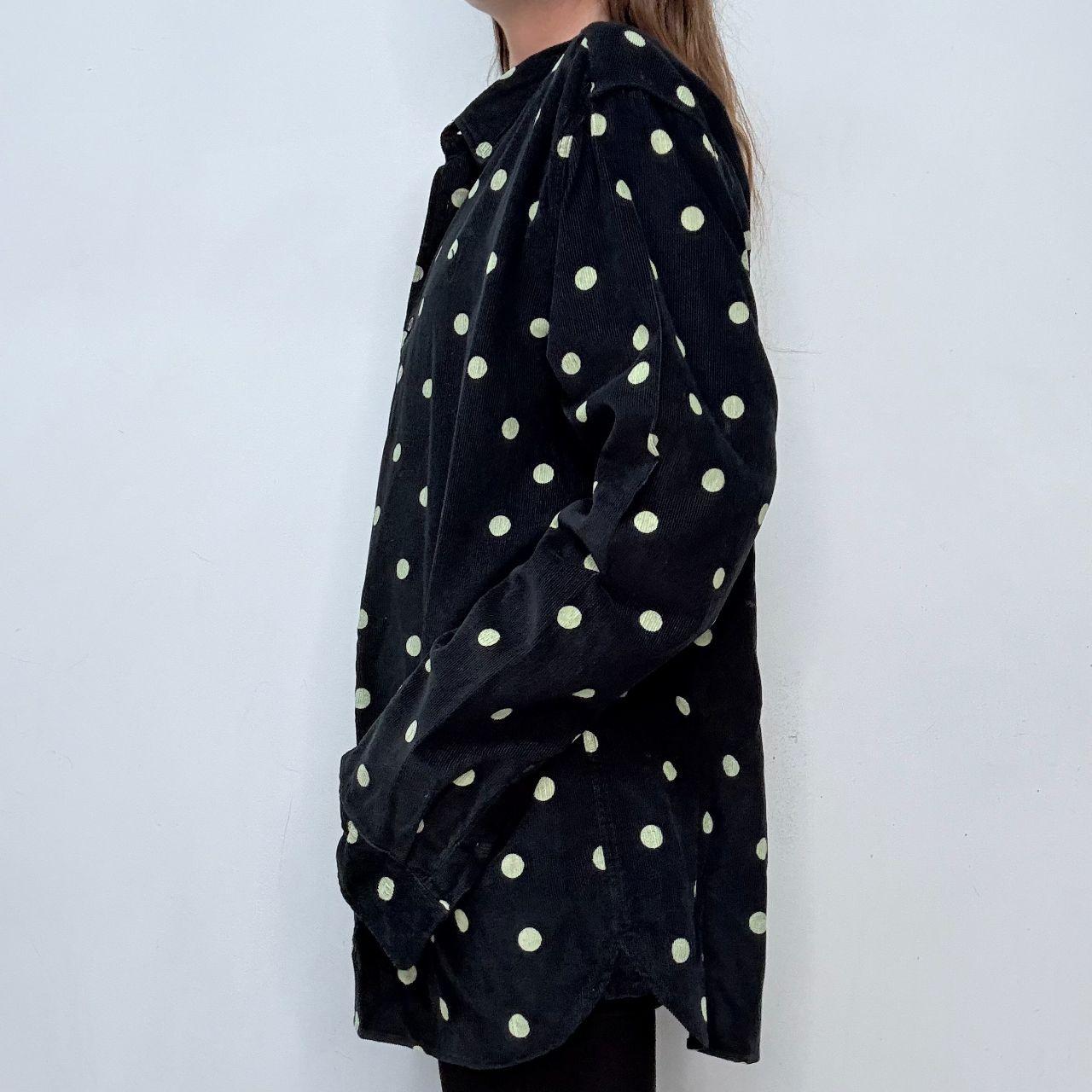 Black polkadot button up oversized shirt