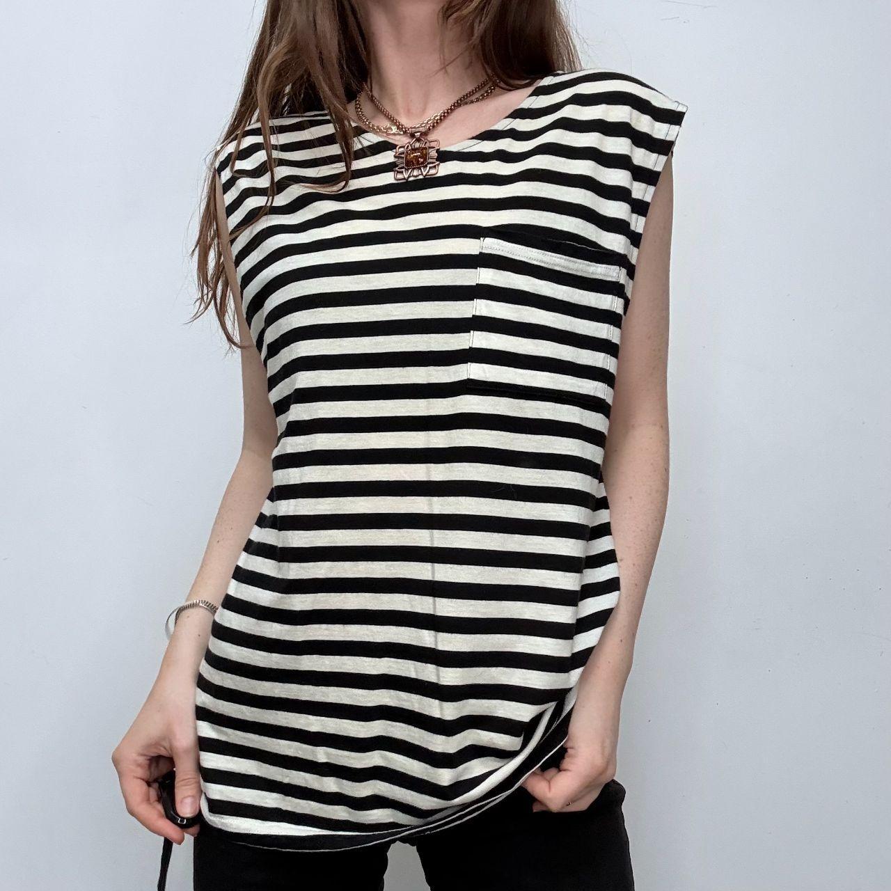 Black and white striped vest
