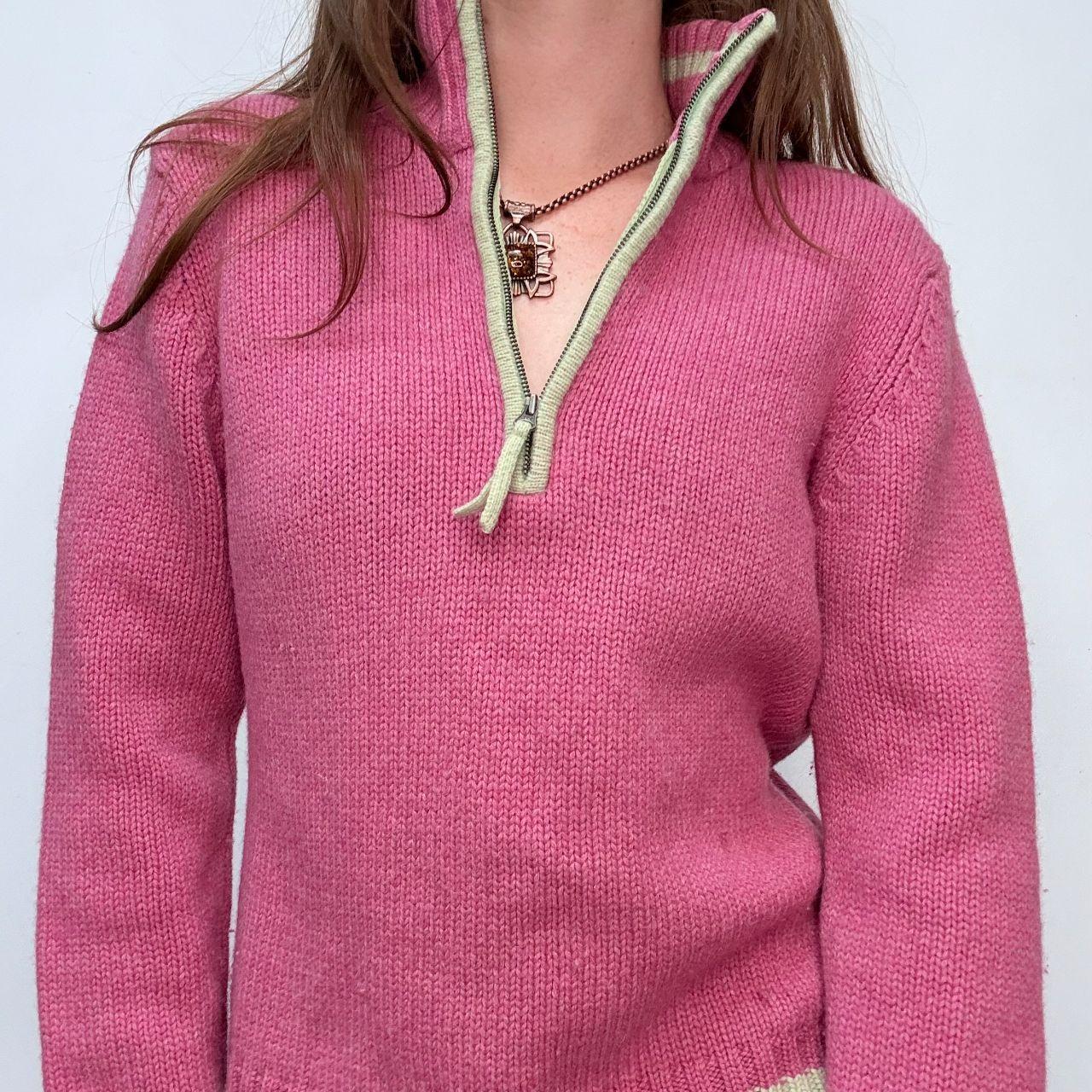 Pink wool knitted preppy jumper