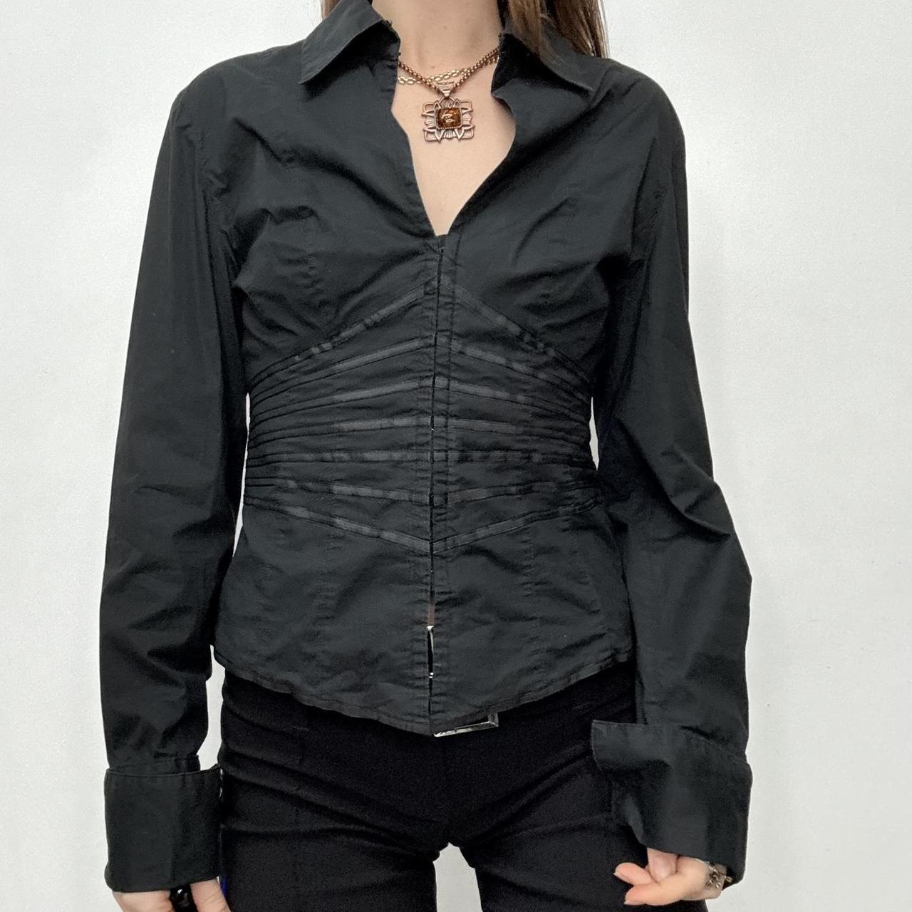 Black cinched corset shirt