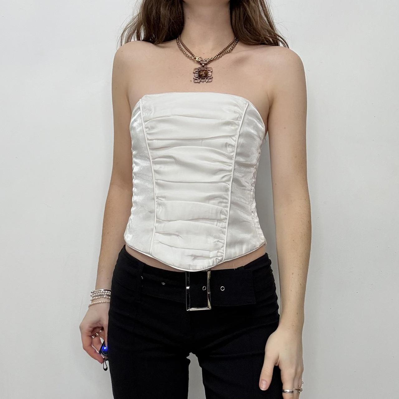 Gathered satin corset bustier