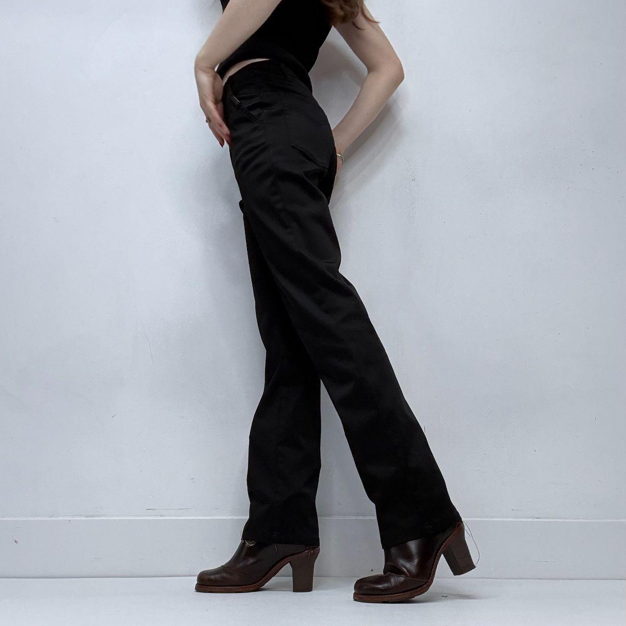 Black zip front straight leg trousers