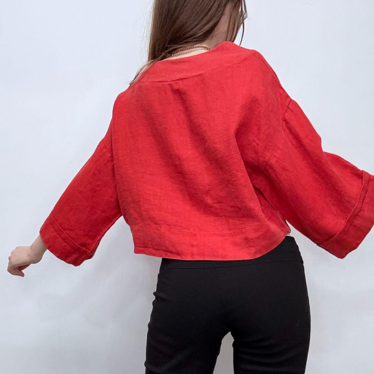 Red slouchy oversized linen shirt