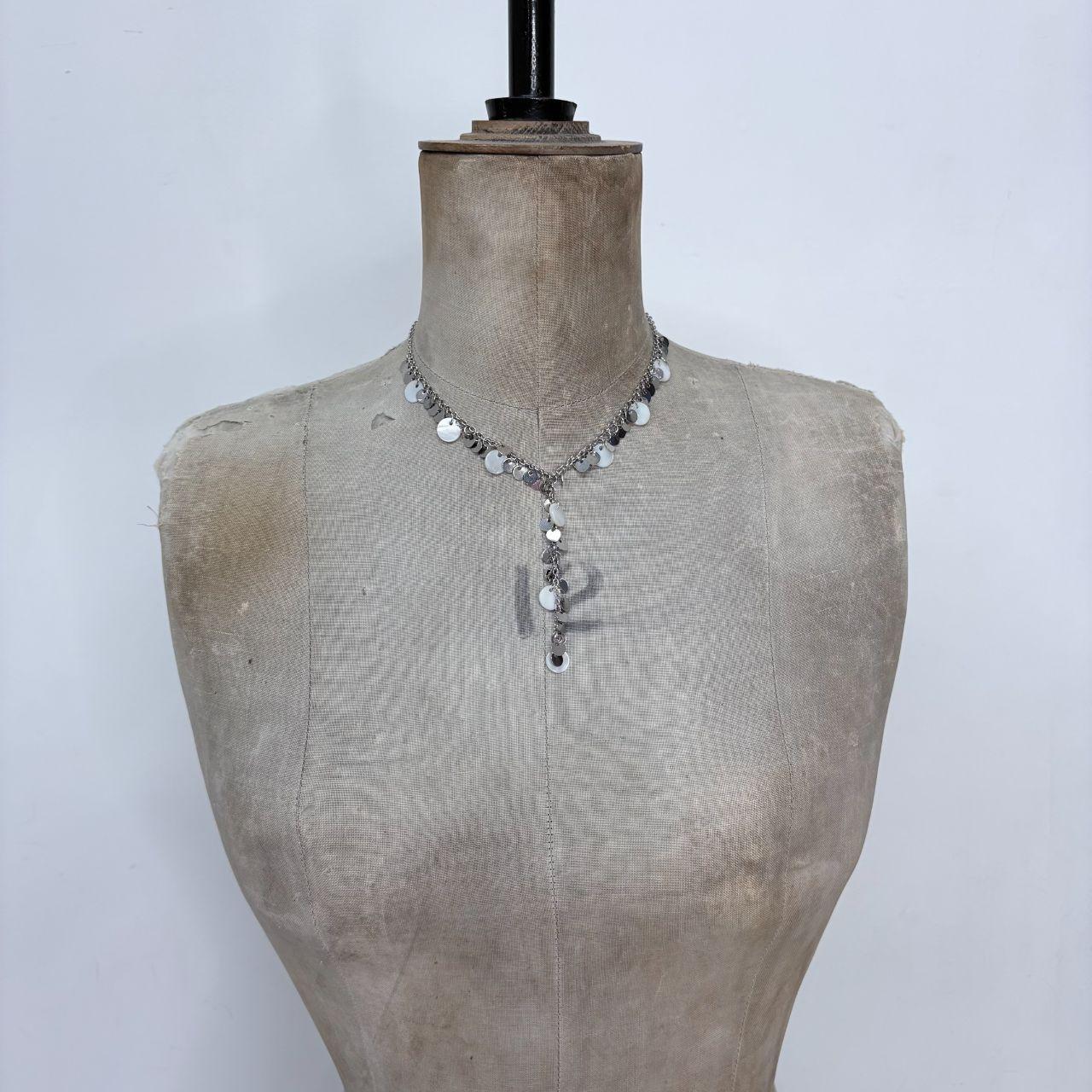 Silver coin draped chain necklace