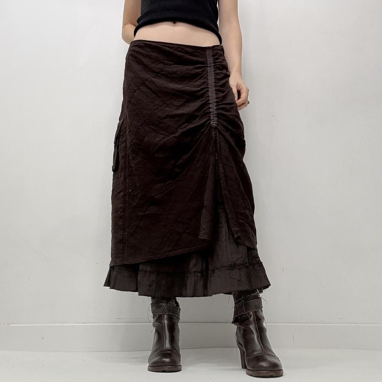 Brown pinstriped layered skirt