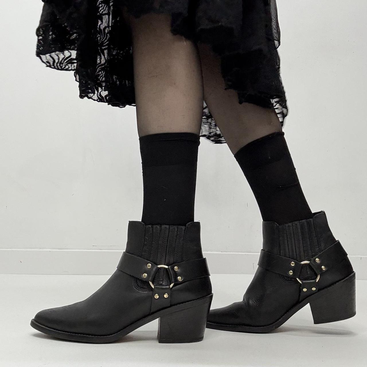 Black western studded biker boots
