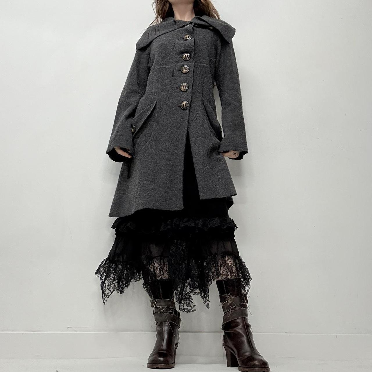 Grey asymmetric button pea coat
