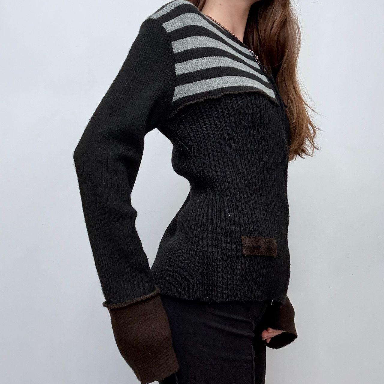 Black ribbed striped grunge cardigan