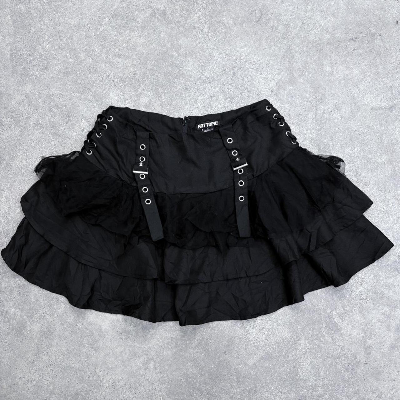 Black studded eyelet cargo mini skirt