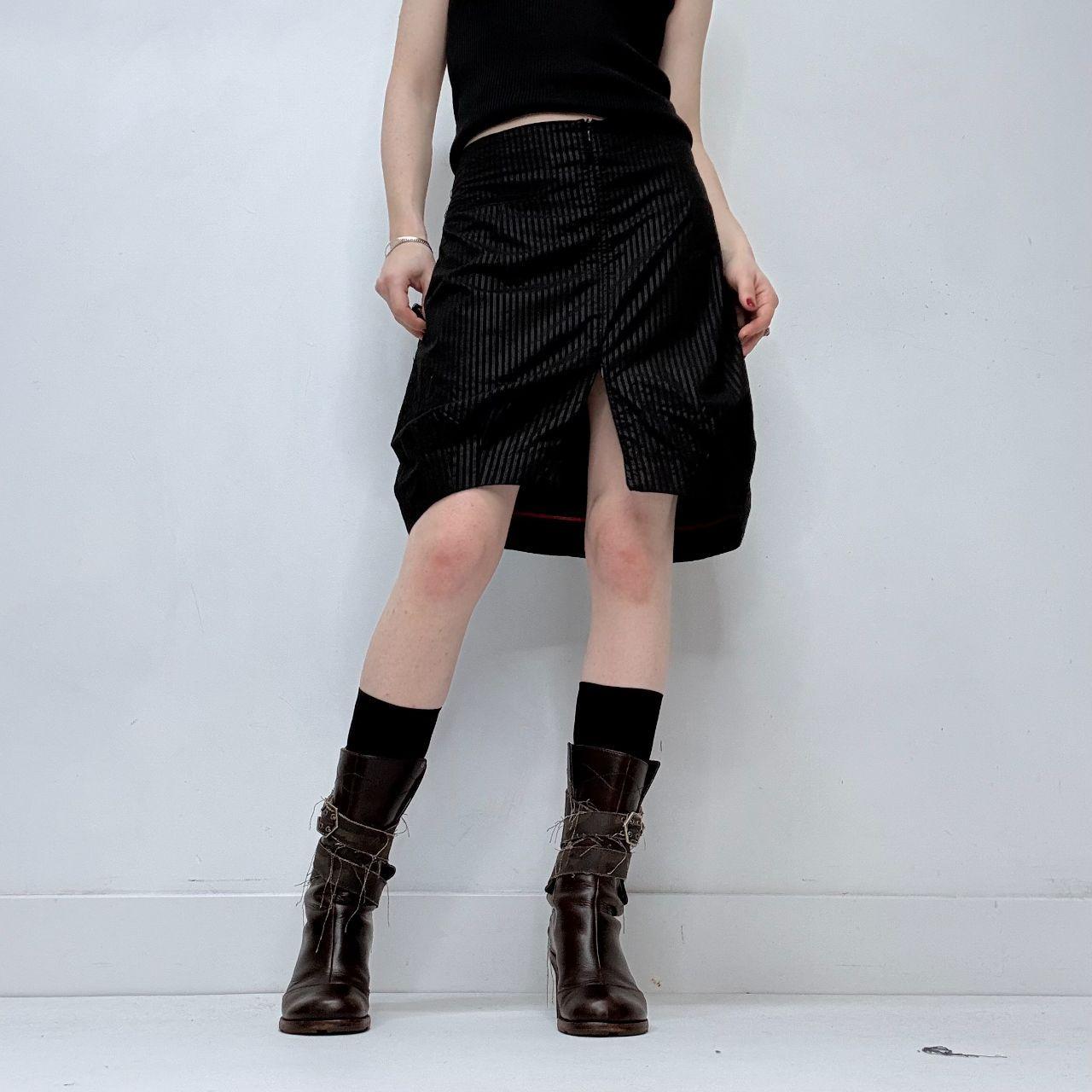 Pinstripe slit front cop copine skirt